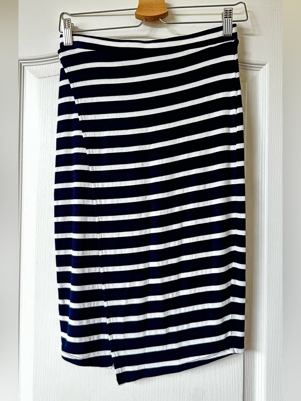 Lovers + Friends Navy and White Striped Pencil Skirt